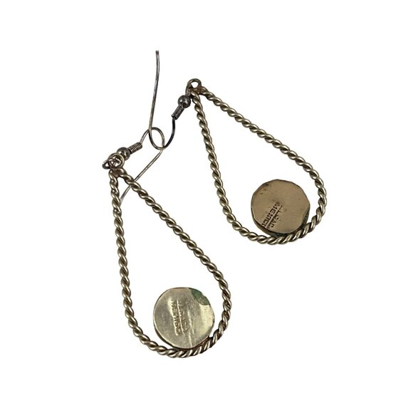 Vintage Alpaca Mexico Teardrop Earrings With Abalone Inlay & Twist Design For Wo - Picture 8 of 9